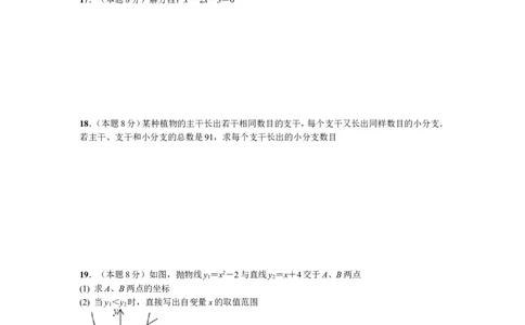 2018-2019学年湖北省武汉市江岸区第一学期期中考试九年级数学试题(1)_人教版数学九年级上册_版本一_人教版数学九年级上册（RJ）--7期中、期末、月考、中考真题_期中、期末、月考真题