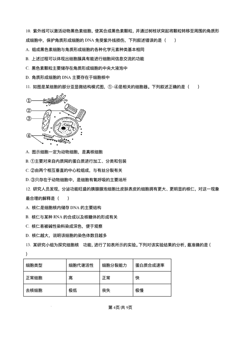 辽宁省县域重点高中2025-2026学年高一上学期期中考试生物试卷含答案_2025年11月高一试卷_251112辽宁省县域重点高中2025-2026学年高一上学期期中考试