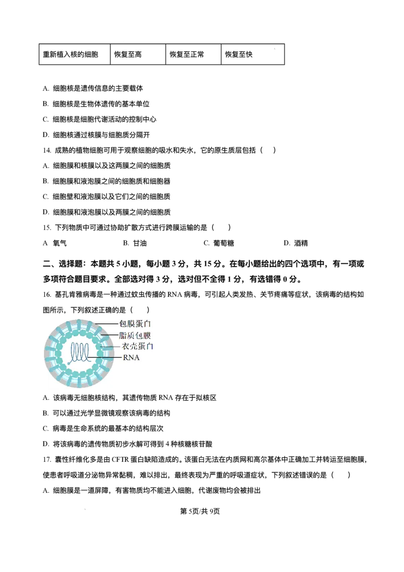 辽宁省县域重点高中2025-2026学年高一上学期期中考试生物试卷含答案_2025年11月高一试卷_251112辽宁省县域重点高中2025-2026学年高一上学期期中考试
