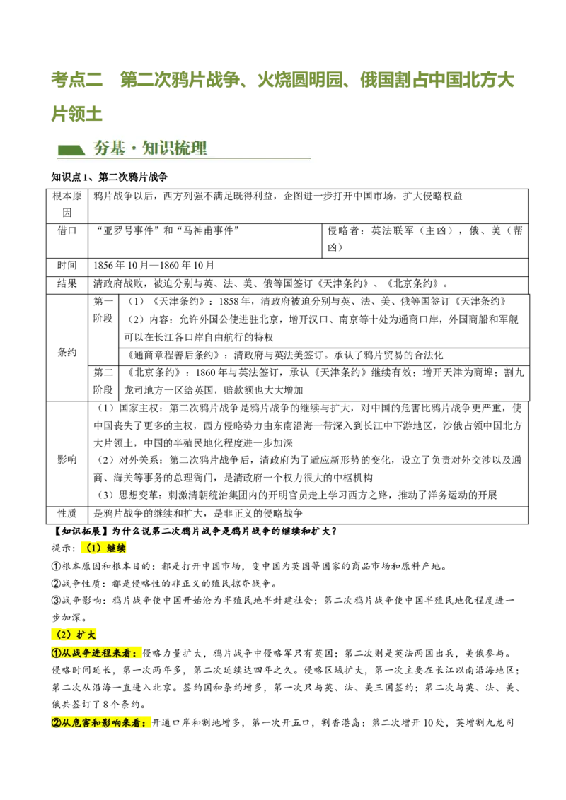 （讲义）专题07中国开始沦为半殖民地半封建社会（解析版）_中考历史资料合集_中考历史一轮复习讲义_配套讲义（原卷版+解析版）_教师版（含答案解析）
