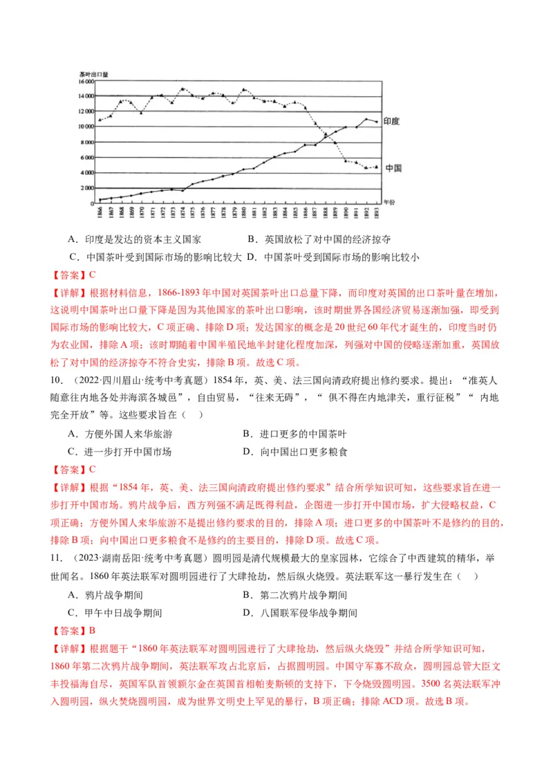（讲义）专题07中国开始沦为半殖民地半封建社会（解析版）_中考历史资料合集_中考历史一轮复习讲义_配套讲义（原卷版+解析版）_教师版（含答案解析）