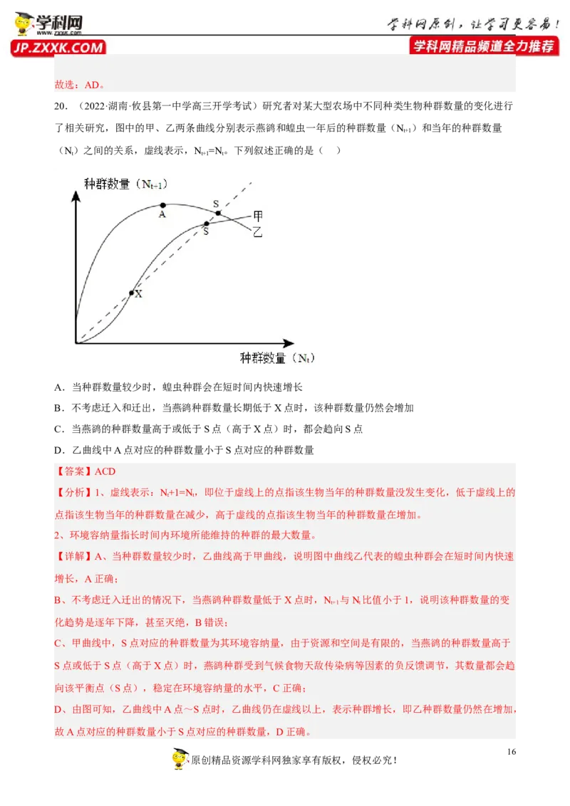解密15种群与群落（分层训练)（解析版）_新高考复习资料_2023年新高考复习资料_二轮复习_高频考点解密2023年高考生物二轮复习讲义+分层训练（全国通用）288808838
