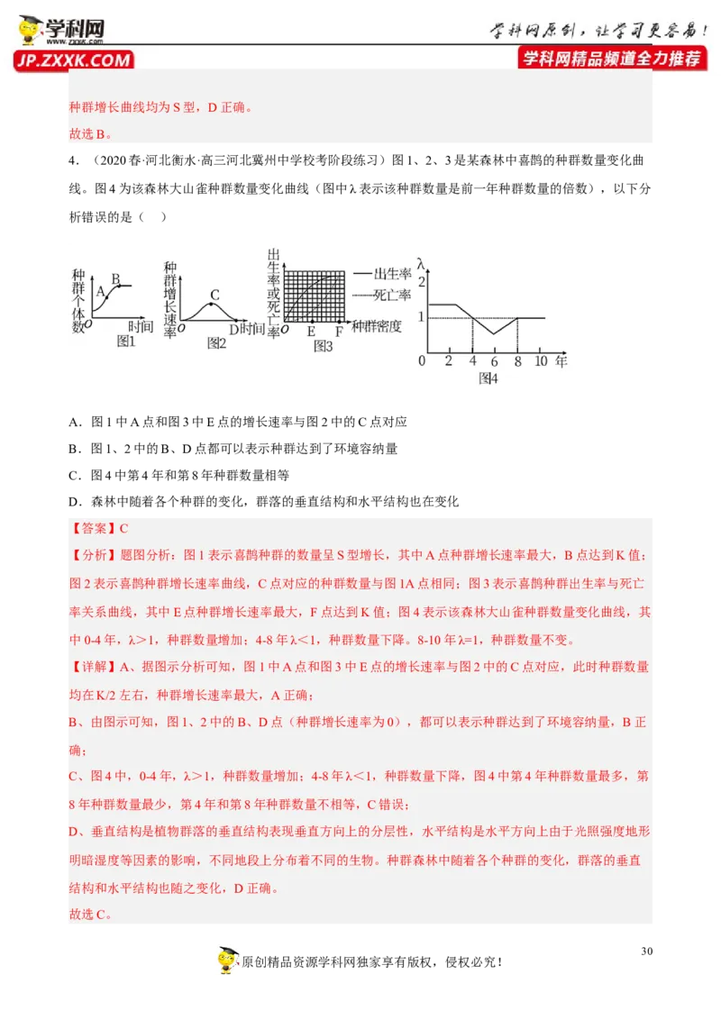 解密15种群与群落（分层训练)（解析版）_新高考复习资料_2023年新高考复习资料_二轮复习_高频考点解密2023年高考生物二轮复习讲义+分层训练（全国通用）288808838