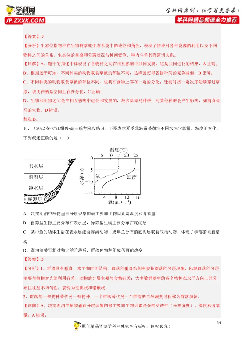解密15种群与群落（分层训练)（解析版）_新高考复习资料_2023年新高考复习资料_二轮复习_高频考点解密2023年高考生物二轮复习讲义+分层训练（全国通用）288808838