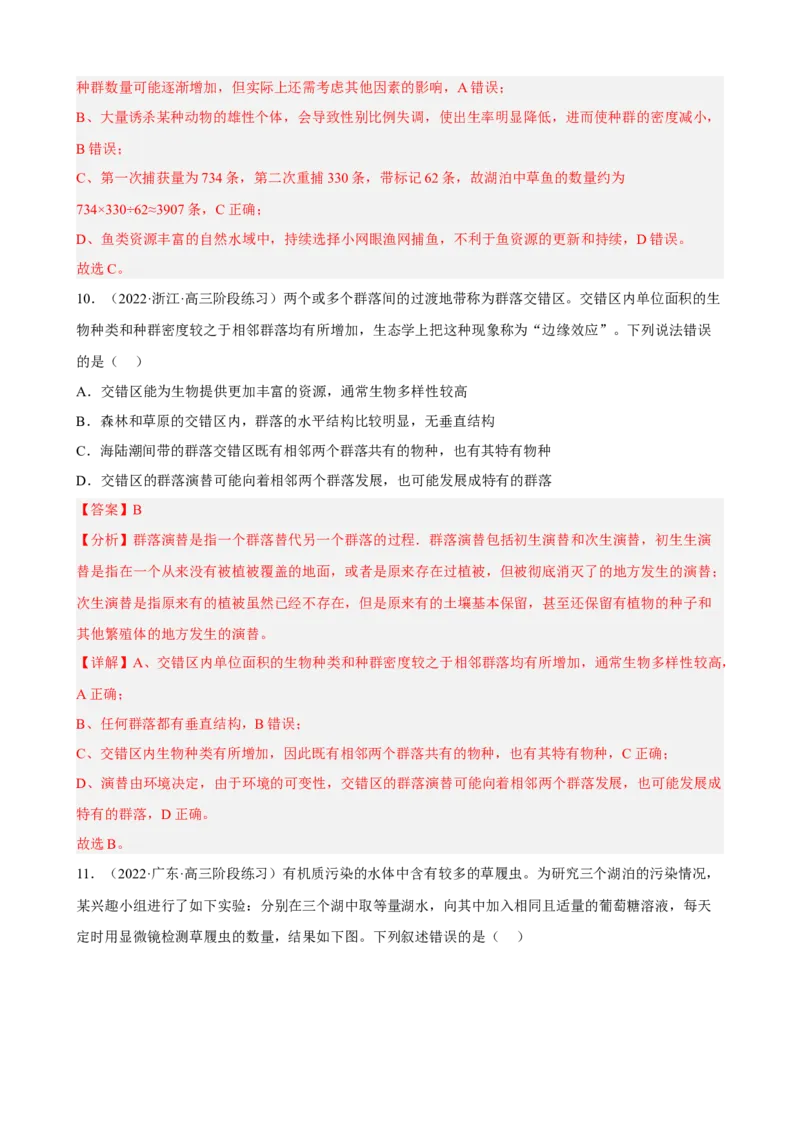解密15种群与群落（分层训练)（解析版）_新高考复习资料_2023年新高考复习资料_二轮复习_高频考点解密2023年高考生物二轮复习讲义+分层训练（全国通用）288808838