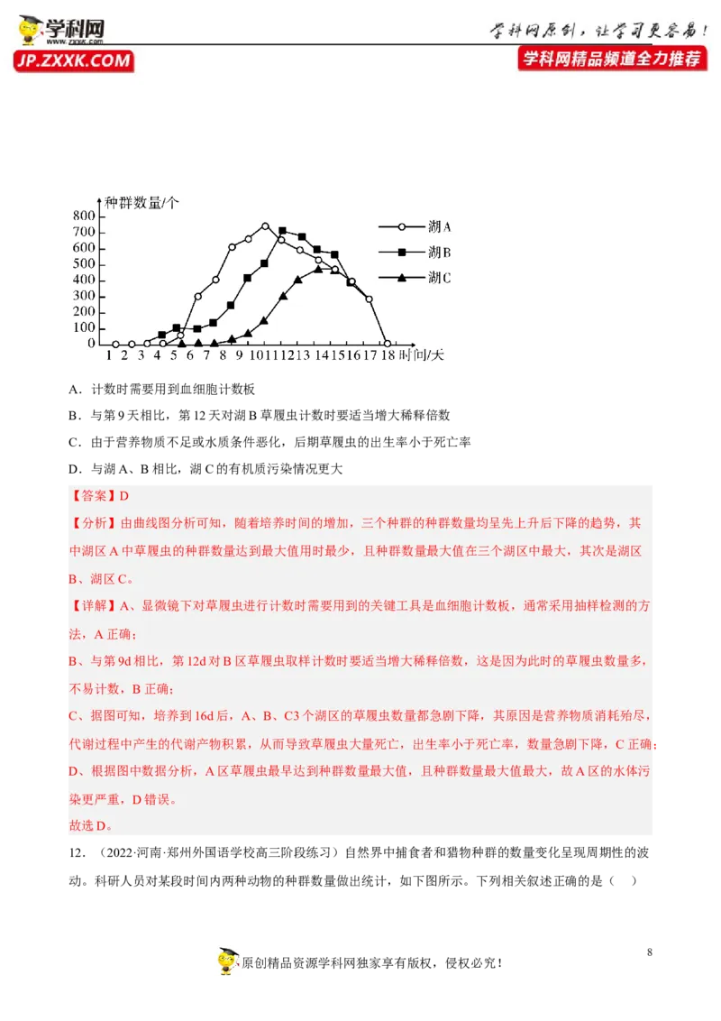 解密15种群与群落（分层训练)（解析版）_新高考复习资料_2023年新高考复习资料_二轮复习_高频考点解密2023年高考生物二轮复习讲义+分层训练（全国通用）288808838