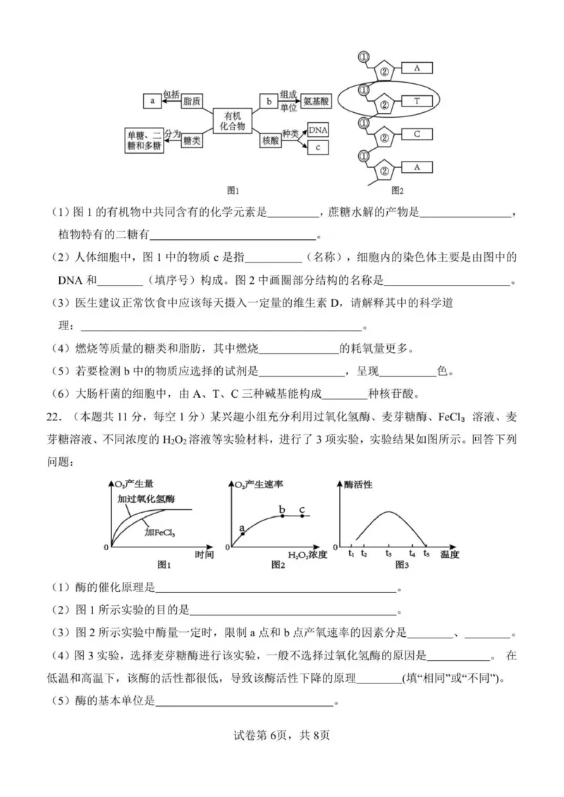黑龙江省齐齐哈尔市第八中学校2025-2026学年高一上学期12月月考生物试题_2026年01月高一试卷_260101黑龙江省齐齐哈尔市第八中学校2025-2026学年高一上学期12月月考