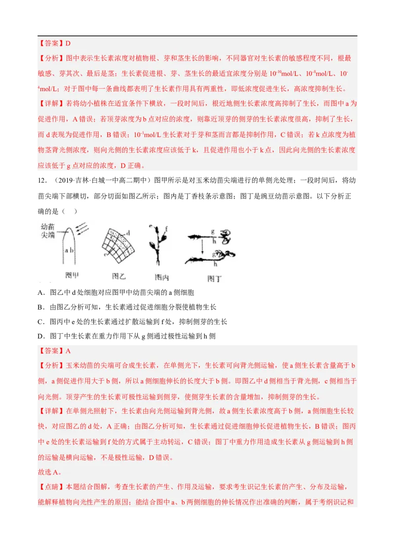 解密14植物生命活动的调节（分层训练)（解析版）_通用版（老高考）复习资料_2023年复习资料_二轮复习_高频考点解密2023年高考生物二轮复习讲义+分层训练（全国通用）