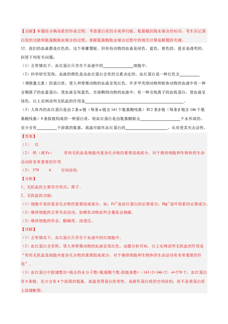 考点通关卷04蛋白质和核酸（解析版）_2025年新高考资料_一轮复习_2025年高考生物一轮复习考点通关卷（新高考通用）