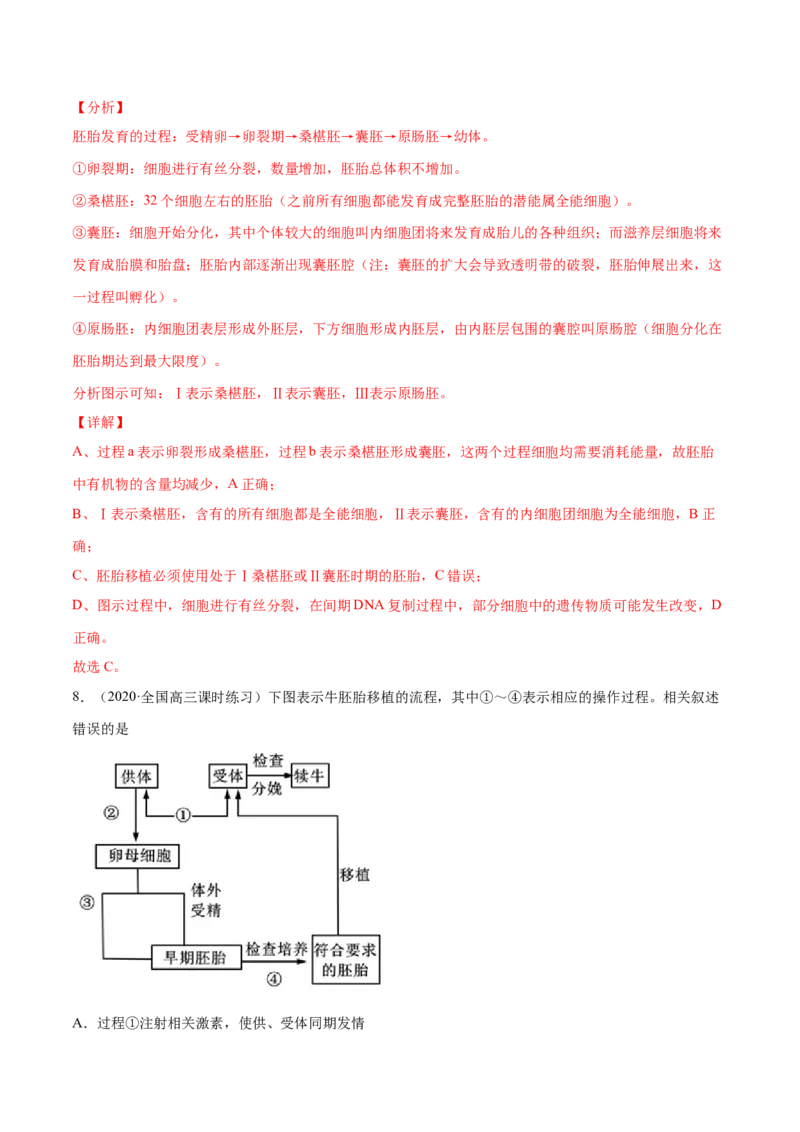 解密27克隆技术和胚胎工程（分层训练）（解析版）_新高考复习资料_2021年新高考资料_高频考点解密2021年高考生物二轮复习讲义+分层训练4.7更新