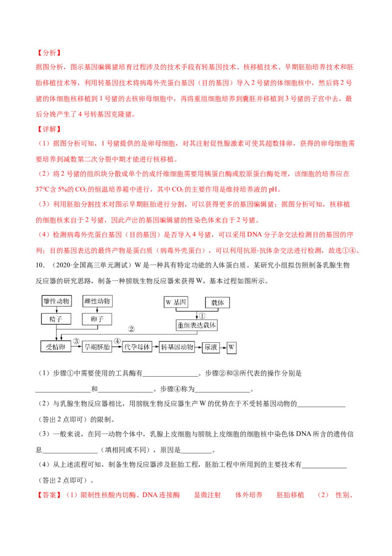 解密27克隆技术和胚胎工程（分层训练）（解析版）_新高考复习资料_2021年新高考资料_高频考点解密2021年高考生物二轮复习讲义+分层训练4.7更新