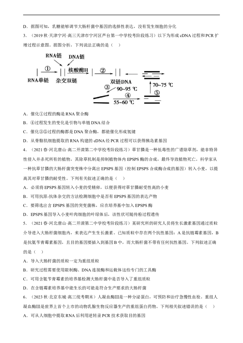解密19基因工程（分层训练)（原版卷）_通用版（老高考）复习资料_2023年复习资料_二轮复习_高频考点解密2023年高考生物二轮复习讲义+分层训练（全国通用）