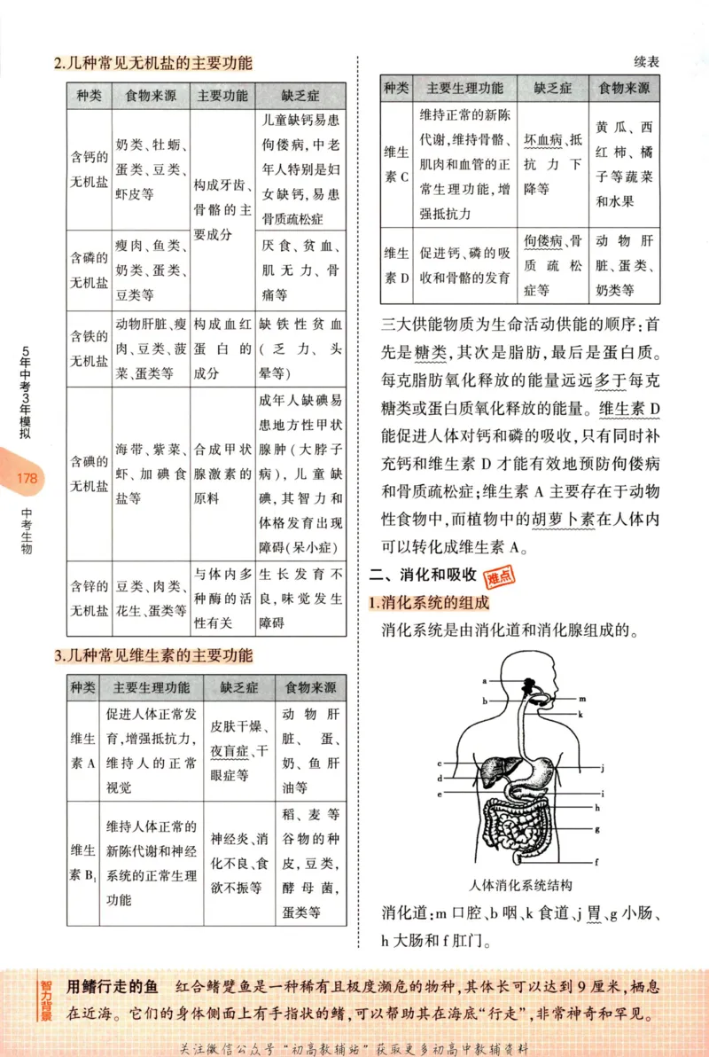 2023版《5年中考3年模拟》中考生物知识清单_53中考总复习_2023版