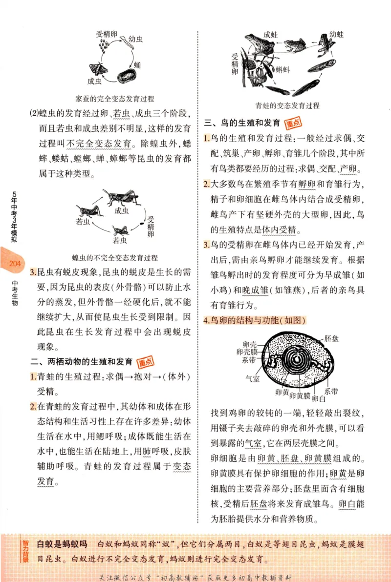 2023版《5年中考3年模拟》中考生物知识清单_53中考总复习_2023版