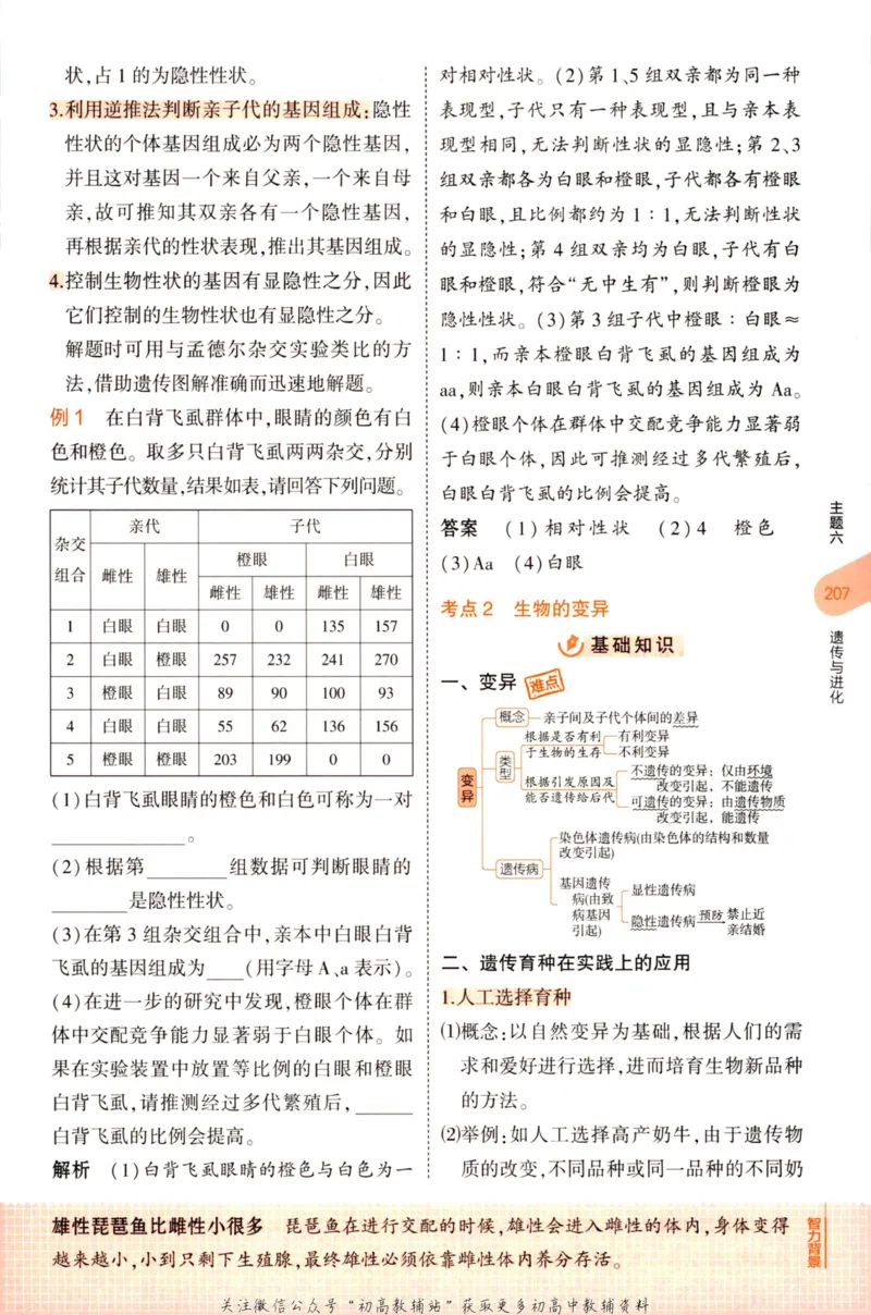 2023版《5年中考3年模拟》中考生物知识清单_53中考总复习_2023版