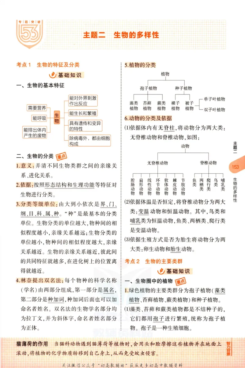 2023版《5年中考3年模拟》中考生物知识清单_53中考总复习_2023版