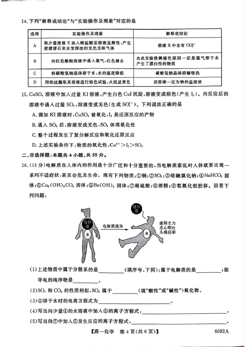 黑龙江省齐齐哈尔市六校联谊2025-2026学年高一上学期11月期中考试化学PDF版含解析_2025年11月高一试卷_251122黑龙江省齐齐哈尔市六校联谊2025-2026学年高一上学期11月期中考试