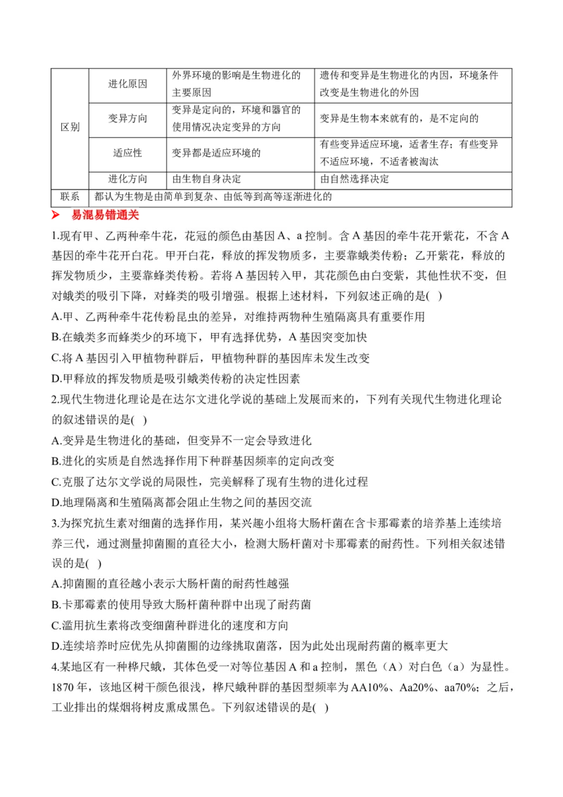 （14）生物的进化&mdash;&mdash;2025届高考生物二轮复习易错重难提升学案（含解析）_2025年新高考资料_二轮复习_2025届高考生物二轮复习易错重难提升（含解析）
