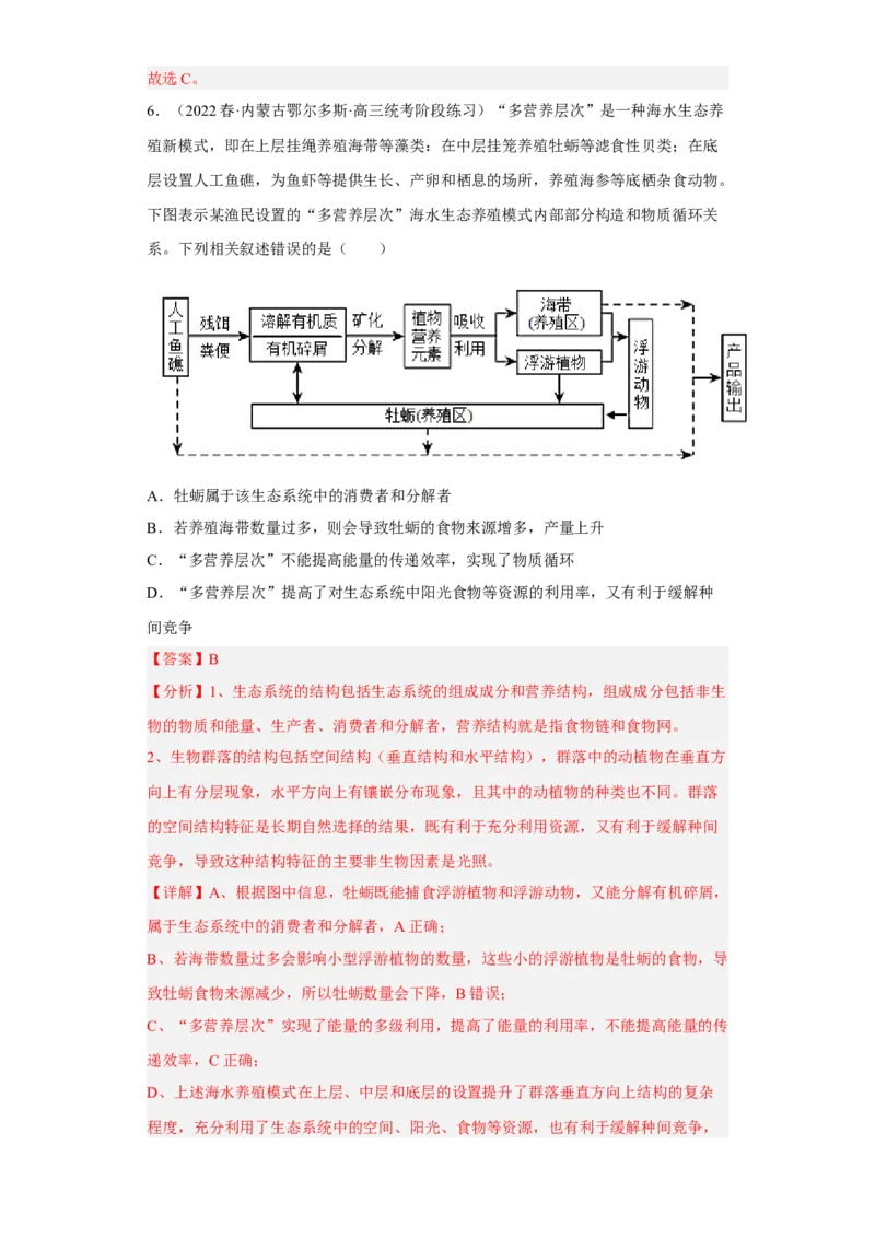 解密16生态系统及其稳定性（分层训练)（解析版）_新高考复习资料_2023年新高考复习资料_二轮复习_高频考点解密2023年高考生物二轮复习讲义+分层训练（全国通用）288808838