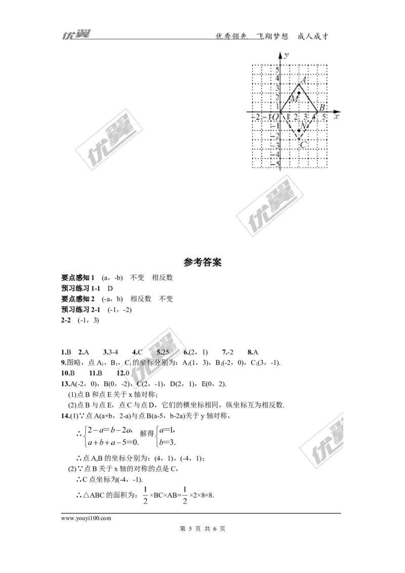 3.3第1课时轴对称的坐标表示_湘教版初中数学课件_数学湘教版8下教案PPT课件配套资料_数学湘教版初中8年级下册习题试题_同步练习