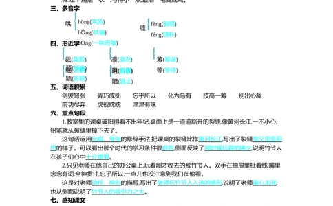 第三单元核心考点清单_6上语文-保存转存之后查看_10单元知识总结部编六上语文