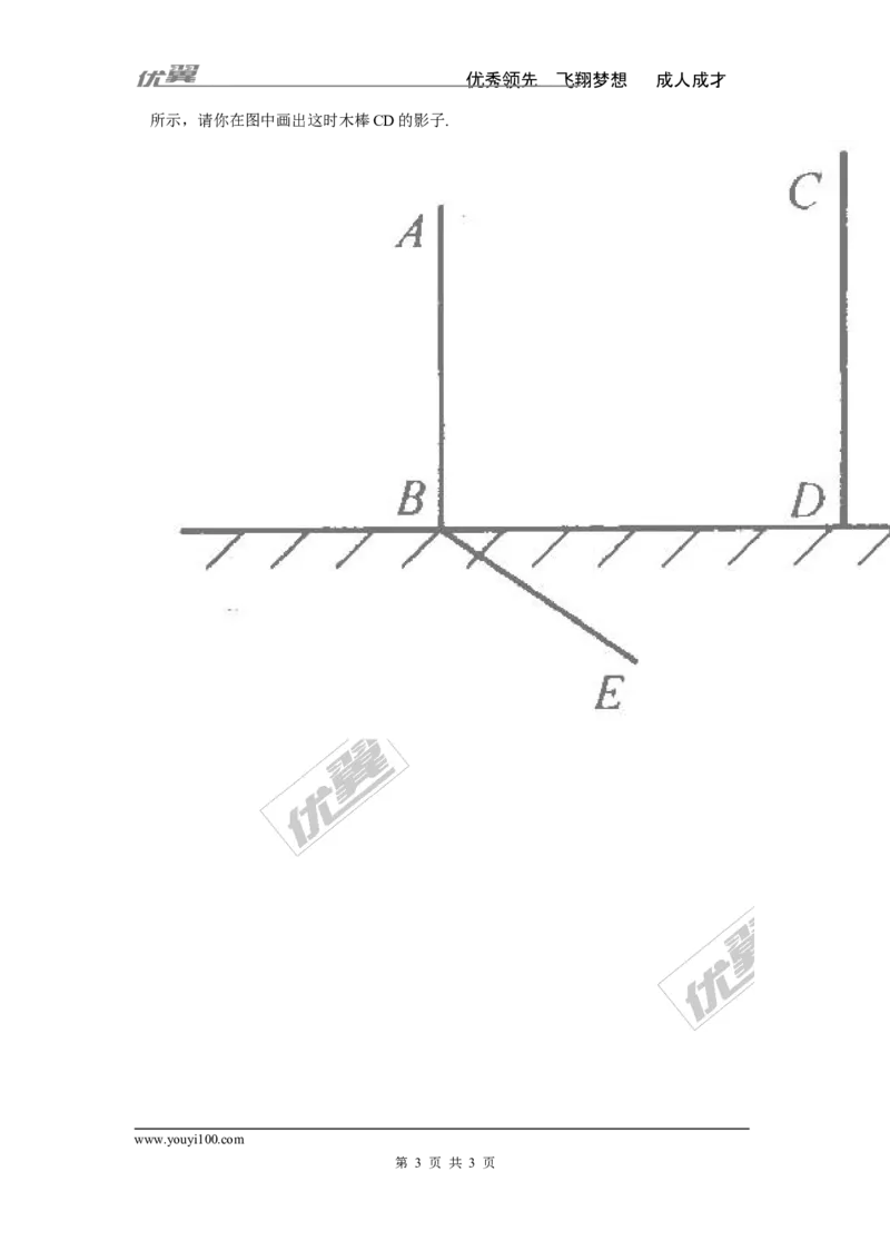 3.1投影_湘教版初中数学课件_数学湘教版9下教案PPT课件配套资料_数学湘教版初中9年级下册--7.各阶段精品试题_同步练习