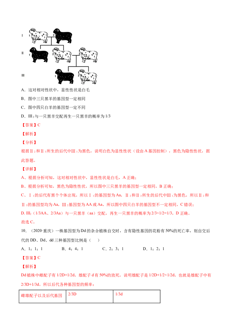 解密11遗传的基本规律（分层训练）（解析版）_新高考复习资料_2021年新高考资料_高频考点解密2021年高考生物二轮复习讲义+分层训练4.7更新