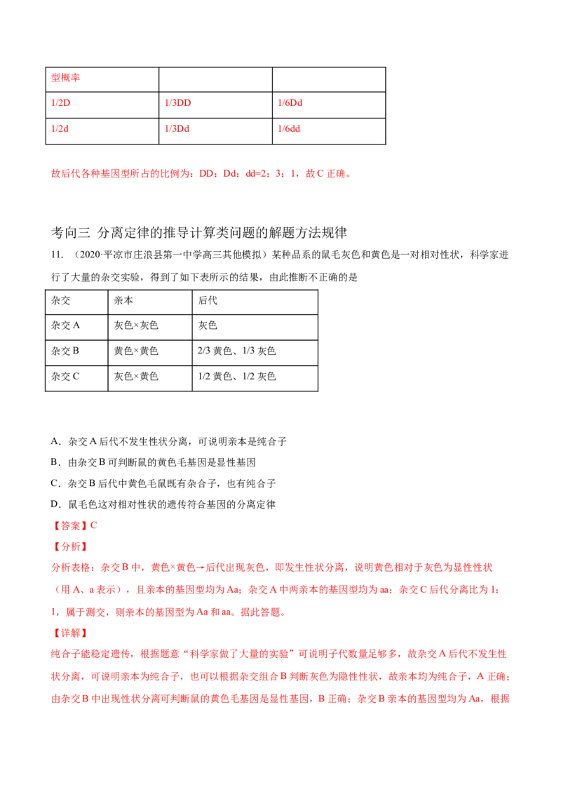 解密11遗传的基本规律（分层训练）（解析版）_新高考复习资料_2021年新高考资料_高频考点解密2021年高考生物二轮复习讲义+分层训练4.7更新