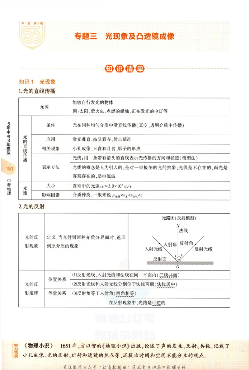 2023版《5年中考3年模拟》中考物理知识清单_53中考总复习_2023版