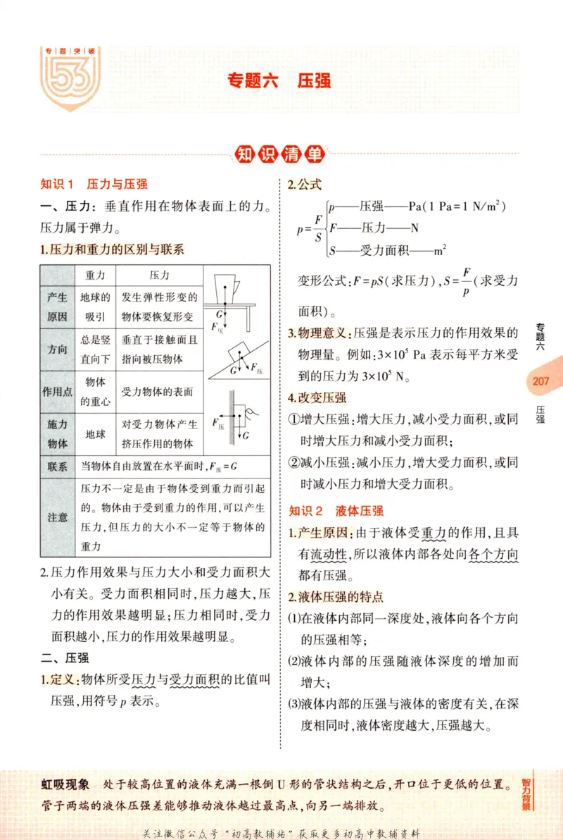 2023版《5年中考3年模拟》中考物理知识清单_53中考总复习_2023版