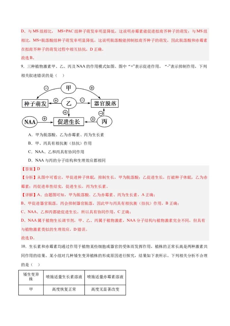 考点通关卷29植物生命活动的调节（解析版）_2025年新高考资料_一轮复习_2025年高考生物一轮复习考点通关卷（新高考通用）