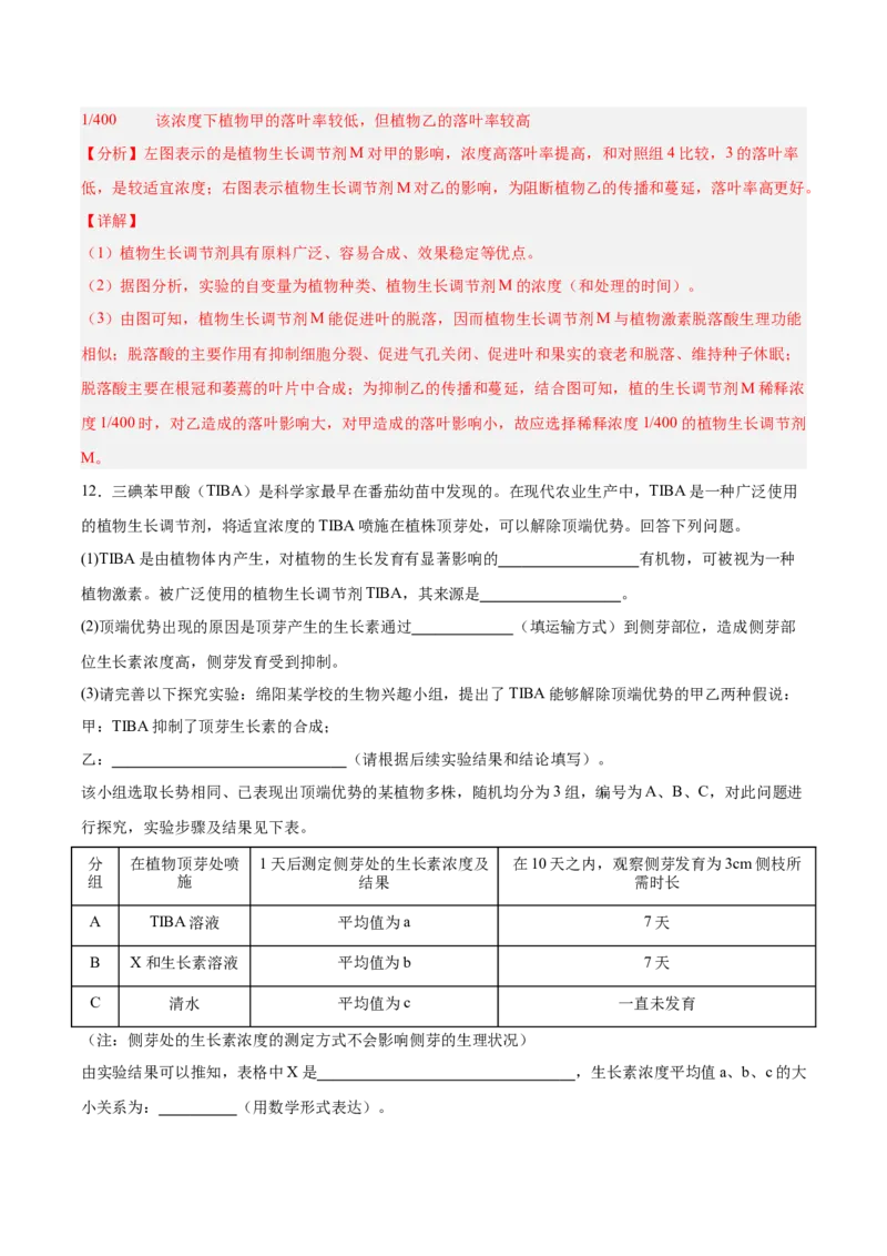 考点通关卷29植物生命活动的调节（解析版）_2025年新高考资料_一轮复习_2025年高考生物一轮复习考点通关卷（新高考通用）