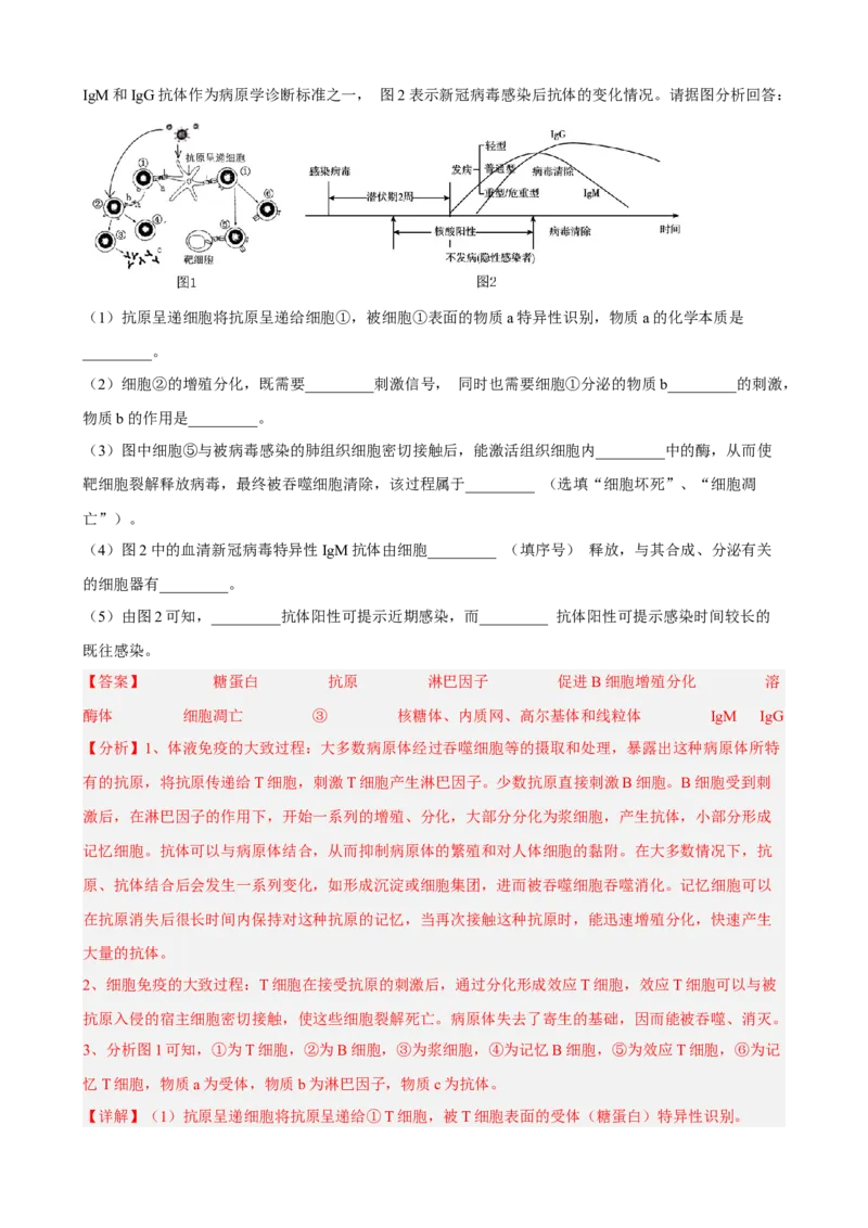 解密13免疫调节（分层训练)（解析版）_新高考复习资料_2023年新高考复习资料_二轮复习_高频考点解密2023年高考生物二轮复习讲义+分层训练（全国通用）288808838