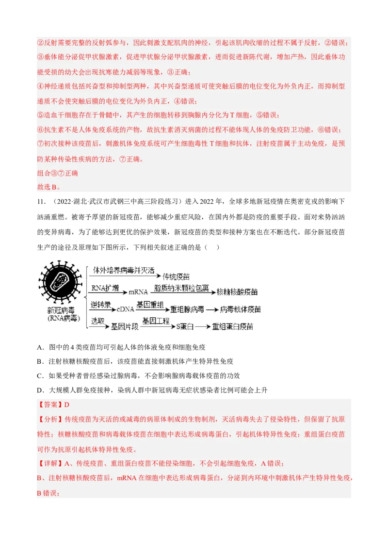 解密13免疫调节（分层训练)（解析版）_新高考复习资料_2023年新高考复习资料_二轮复习_高频考点解密2023年高考生物二轮复习讲义+分层训练（全国通用）288808838