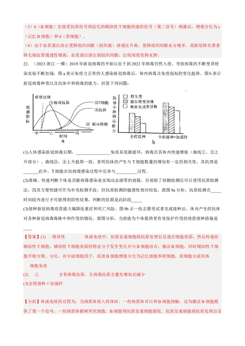 解密13免疫调节（分层训练)（解析版）_新高考复习资料_2023年新高考复习资料_二轮复习_高频考点解密2023年高考生物二轮复习讲义+分层训练（全国通用）288808838