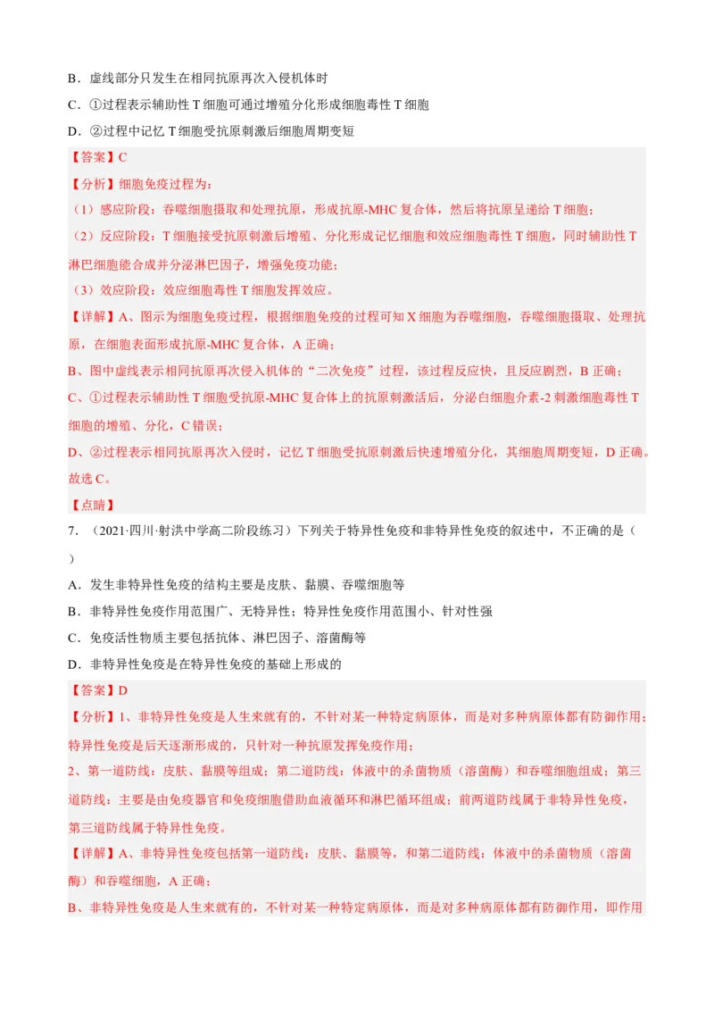 解密13免疫调节（分层训练)（解析版）_新高考复习资料_2023年新高考复习资料_二轮复习_高频考点解密2023年高考生物二轮复习讲义+分层训练（全国通用）288808838
