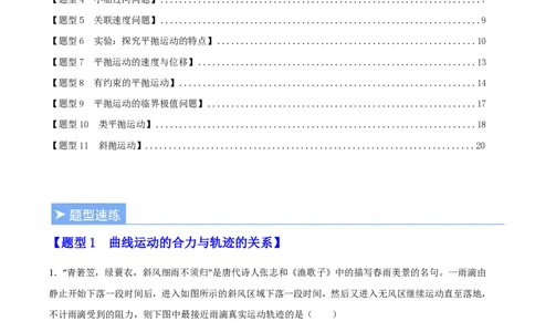 第五章抛体运动（举一反三重难点训练）（原卷版）_2026高考物理_222026版物理《高考一轮复习举一反三》全国版_2026《高中物理&bull;举一反三系列》必修二(RJ)_第五章抛体运动_本章复习