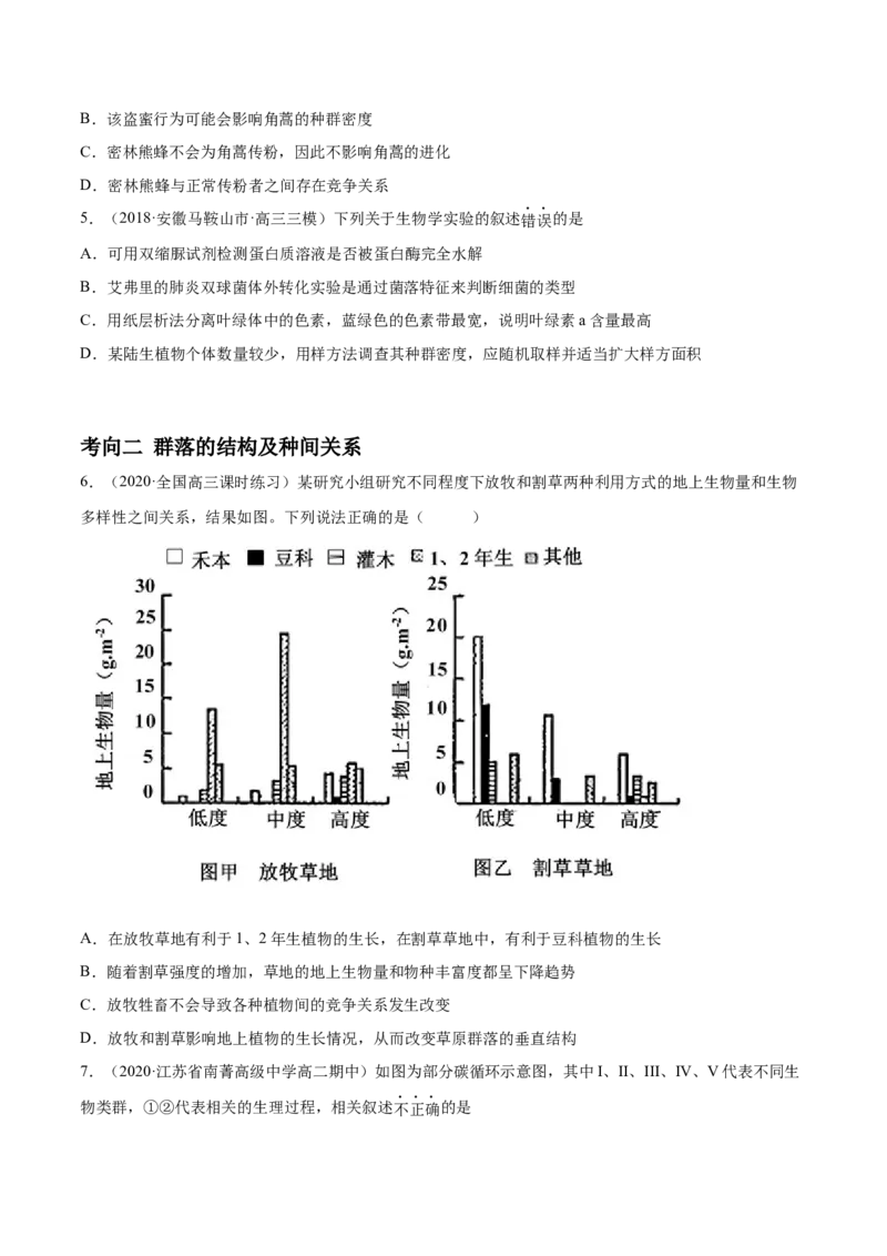 解密20种群和群落（分层训练）（原卷版）_新高考复习资料_2021年新高考资料_高频考点解密2021年高考生物二轮复习讲义+分层训练4.7更新