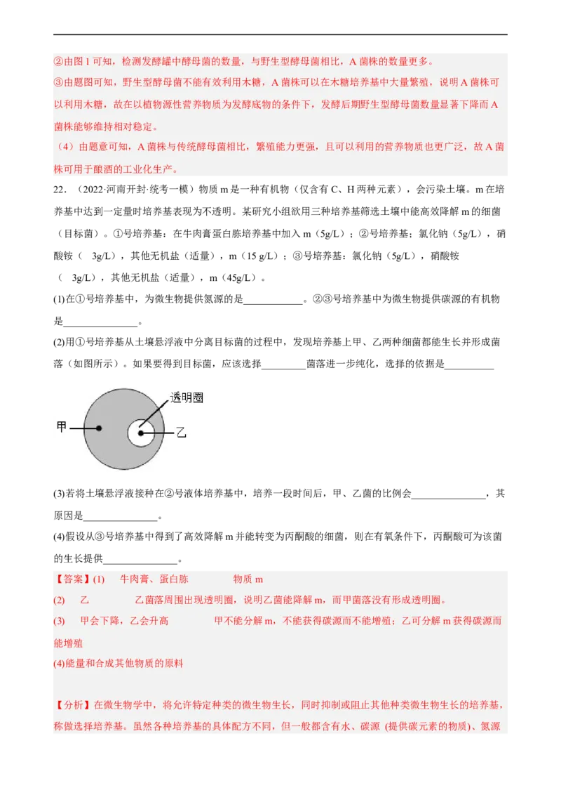 解密17发酵工程（分层训练)（解析版）_通用版（老高考）复习资料_2023年复习资料_二轮复习_高频考点解密2023年高考生物二轮复习讲义+分层训练（全国通用）