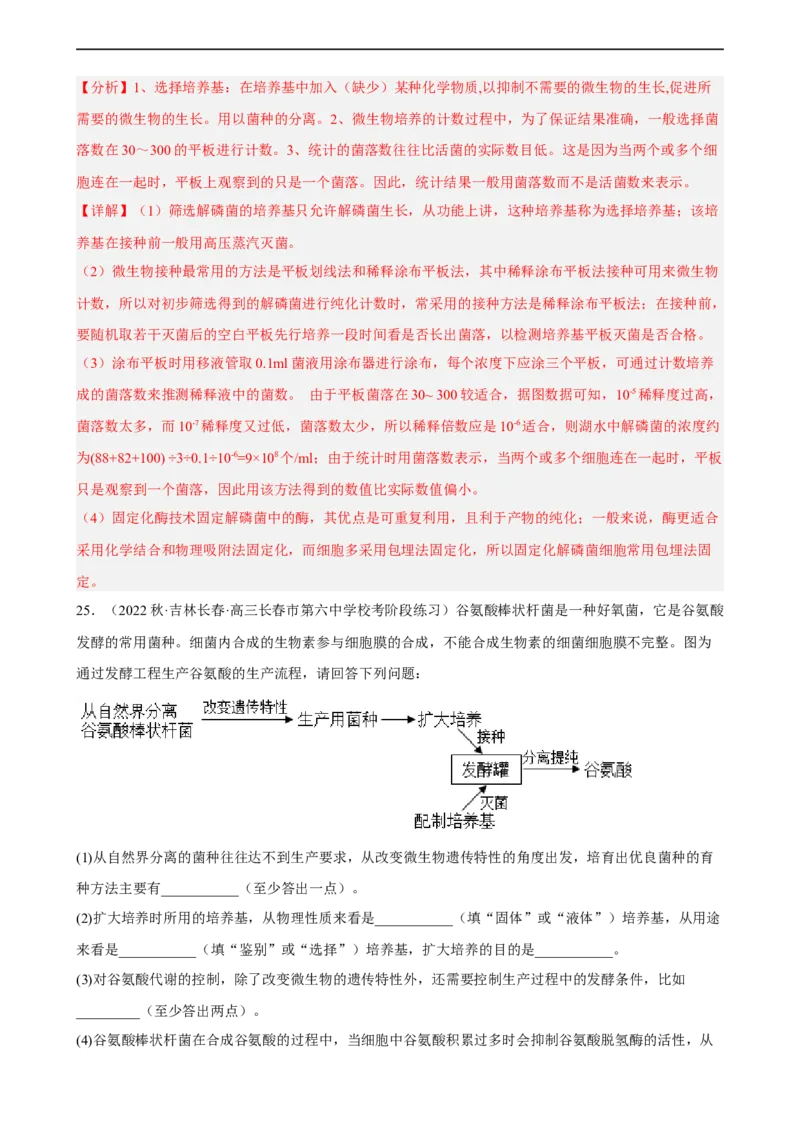 解密17发酵工程（分层训练)（解析版）_通用版（老高考）复习资料_2023年复习资料_二轮复习_高频考点解密2023年高考生物二轮复习讲义+分层训练（全国通用）