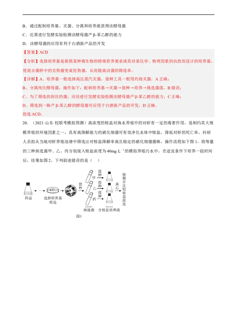 解密17发酵工程（分层训练)（解析版）_通用版（老高考）复习资料_2023年复习资料_二轮复习_高频考点解密2023年高考生物二轮复习讲义+分层训练（全国通用）