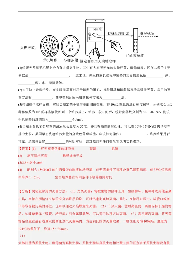 解密17发酵工程（分层训练)（解析版）_通用版（老高考）复习资料_2023年复习资料_二轮复习_高频考点解密2023年高考生物二轮复习讲义+分层训练（全国通用）
