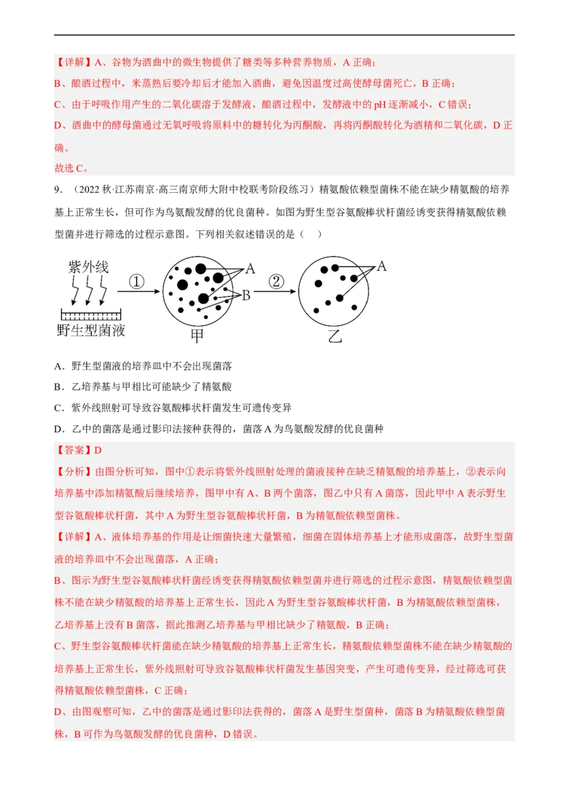 解密17发酵工程（分层训练)（解析版）_通用版（老高考）复习资料_2023年复习资料_二轮复习_高频考点解密2023年高考生物二轮复习讲义+分层训练（全国通用）