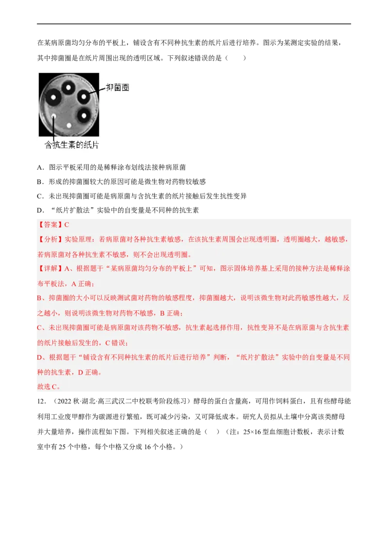 解密17发酵工程（分层训练)（解析版）_通用版（老高考）复习资料_2023年复习资料_二轮复习_高频考点解密2023年高考生物二轮复习讲义+分层训练（全国通用）