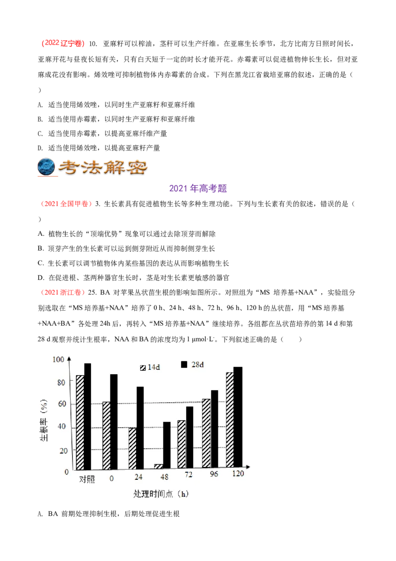 解密14植物生命活动的调节（讲义)（学生版）_新高考复习资料_2023年新高考复习资料_二轮复习_高频考点解密2023年高考生物二轮复习讲义+分层训练（全国通用）288808838