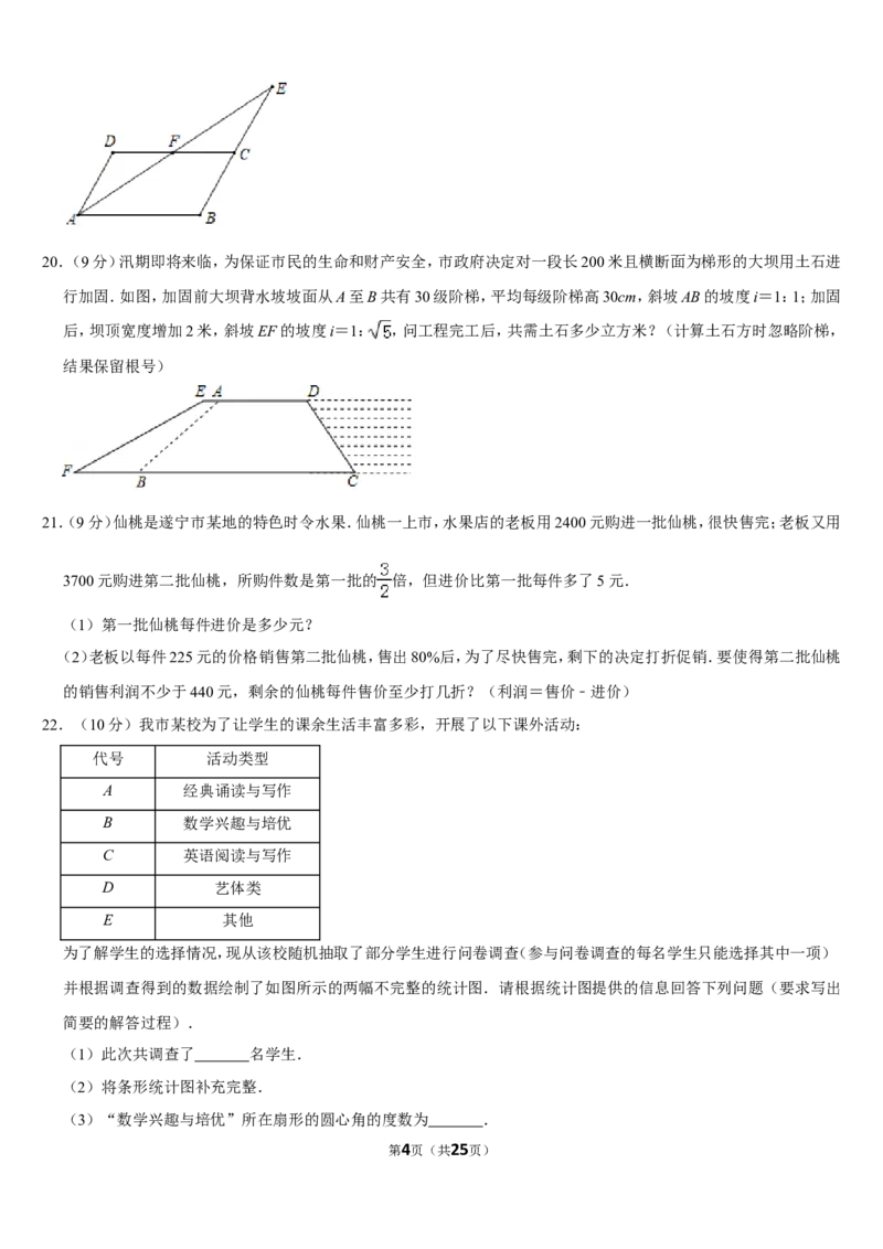 2019四川省遂宁市中考数学试卷（Word版，含答案）_人教版数学九年级上册_版本一_人教版数学九年级上册（RJ）--7期中、期末、月考、中考真题_2019年各地中考真题
