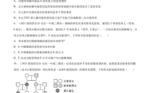 解密12人类遗传病及伴性遗传（分层训练）（原卷版）_新高考复习资料_2021年新高考资料_高频考点解密2021年高考生物二轮复习讲义+分层训练4.7更新