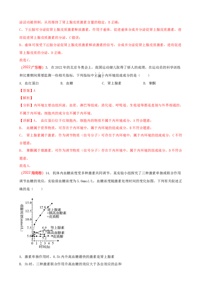解密12体液调节（讲义)（教师版）_新高考复习资料_2023年新高考复习资料_二轮复习_高频考点解密2023年高考生物二轮复习讲义+分层训练（全国通用）288808838