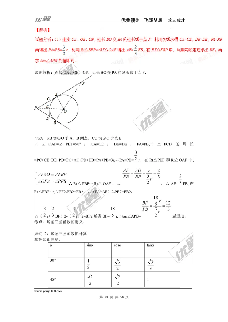 锐角三角函数专题_湘教版初中数学课件_数学湘教版9上教案PPT课件配套资料_数学湘教版初中9年级上册--6.各阶段精品试题_复习资料