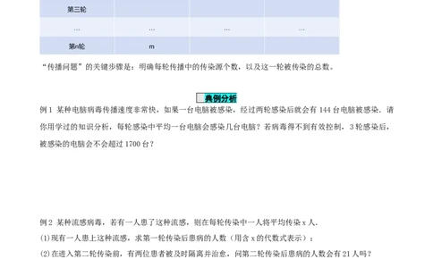21.3实际问题与一元二次方程（第1课时）（传播问题和变化率问题）（导学案）-（人教版）_人教版数学九年级上册_版本二_九年级数学上册（人教版）_导学案